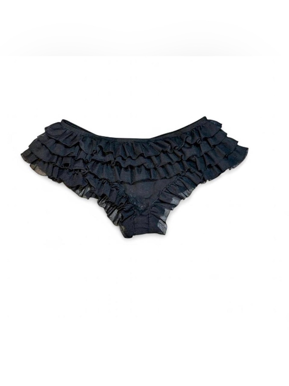 Blu Chic Intimates Black Ruffled Bloomer Like Panties Sz M NWOT
